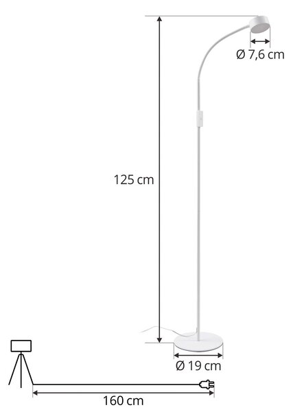 Lampa stojąca Maori Lindby, możliwość ściemniania, biały / opal, biuro, metal, nowoczesny