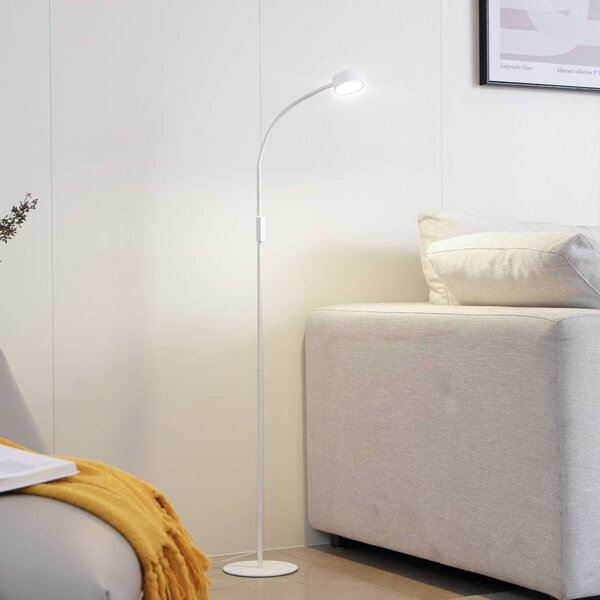 Lampa stojąca Maori Lindby, możliwość ściemniania, biały / opal, biuro, metal, nowoczesny