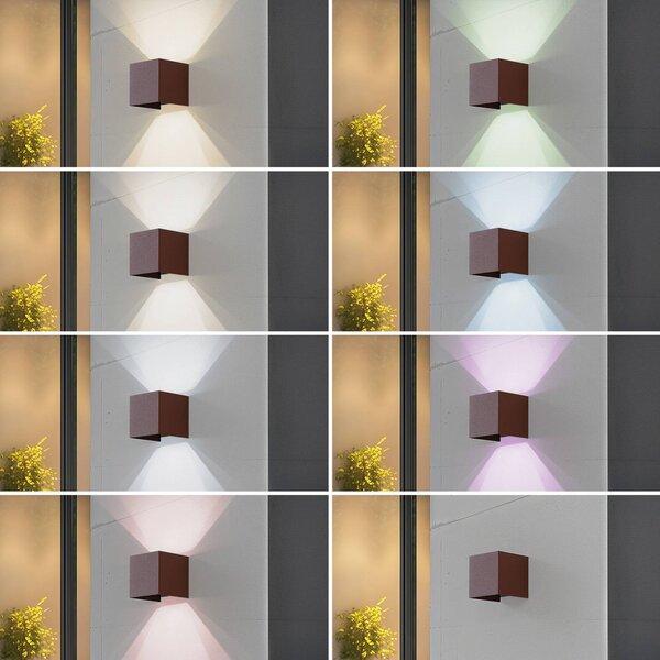 Lindby Smart – kinkiet zewnętrzny LED Dara, w kolorze rdzy, kątowy, CCT RGB, Dara Lindby, możliwość ściemniania, brązowy / rdzawy, tworzywo sztuczne, nowoczesny