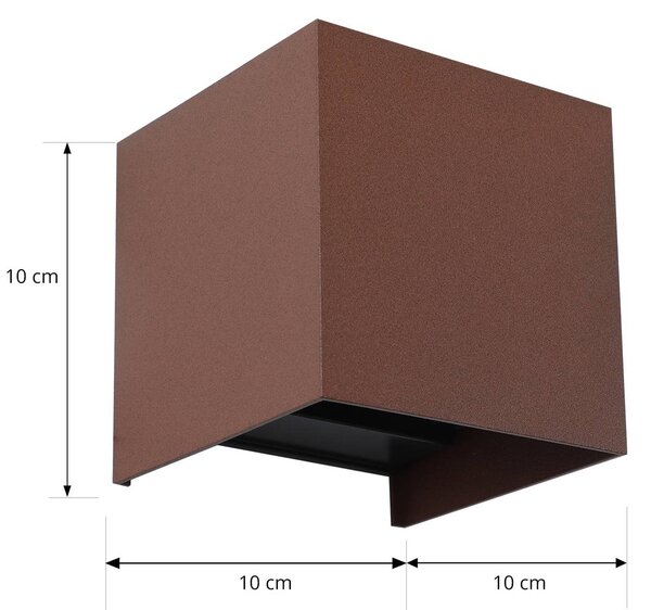Lindby Smart – kinkiet zewnętrzny LED Dara, w kolorze rdzy, kątowy, CCT RGB, Dara Lindby, możliwość ściemniania, brązowy / rdzawy, tworzywo sztuczne, nowoczesny