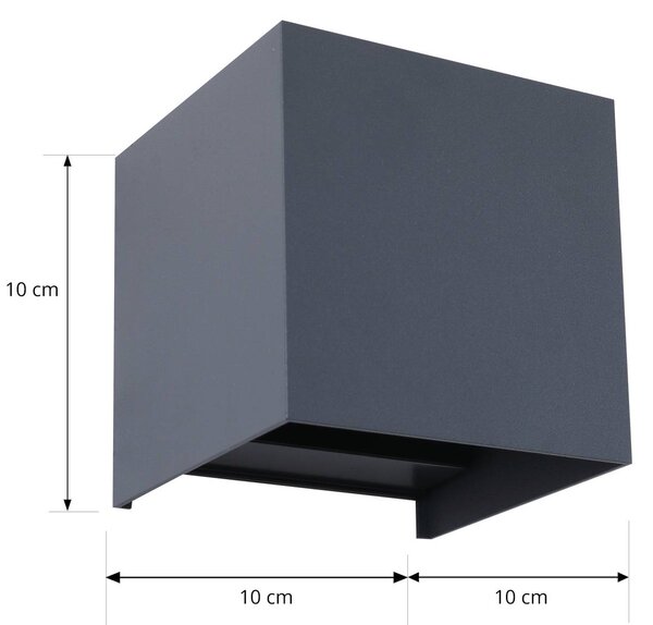 Lindby Smart kinkiet zewnętrzny LED Dara szary kątowy CCT RGB Tuya Lindby, możliwość ściemniania, aluminiowy / szary / cynkowy, tworzywo sztuczne, nowoczesny