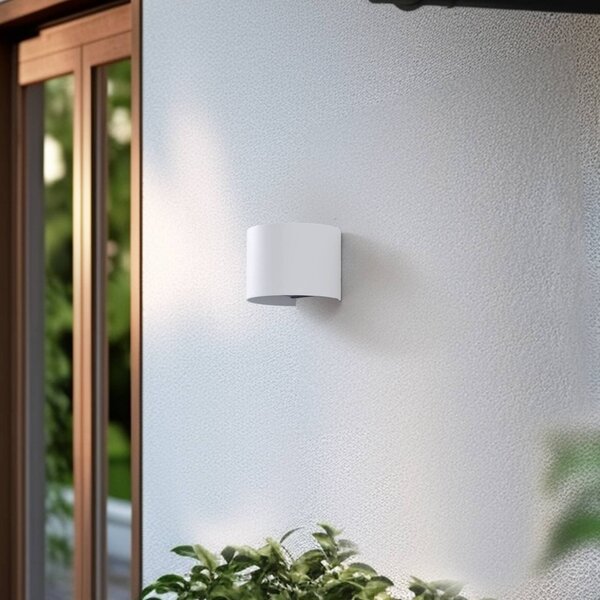 Lindby Smart LED kinkiet zewnętrzny Dara biały okrągły CCT RGB Tuya Lindby, możliwość ściemniania, biały / opal, tworzywo sztuczne, nowoczesny