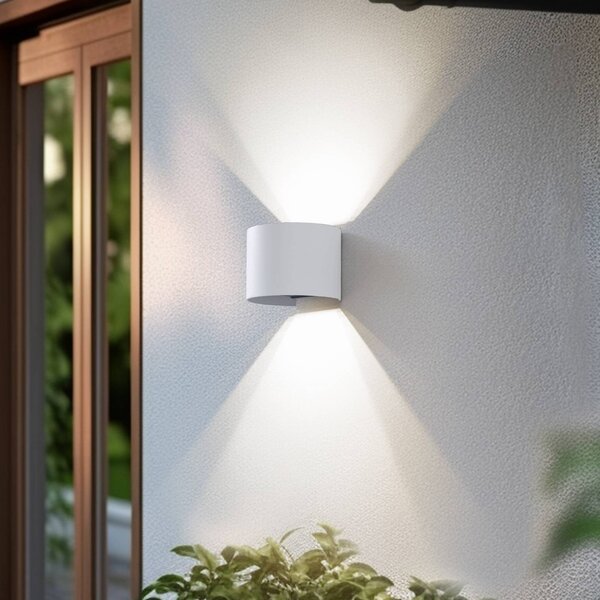Lindby Smart LED kinkiet zewnętrzny Dara biały okrągły CCT RGB Tuya Lindby, możliwość ściemniania, biały / opal, tworzywo sztuczne, nowoczesny