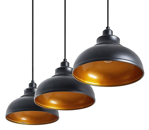 Lampa wisząca Emna Lindby, możliwość ściemniania, czarny, salon / jadalnia, metal, vintage