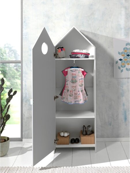 Biało-jasnoróżowa szafa dziecięca otwarta 115x171,5 cm CASAMI – Vipack