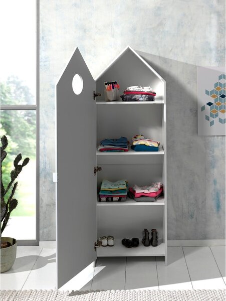 Biało-jasnoróżowa szafa dziecięca otwarta 115x171,5 cm CASAMI – Vipack