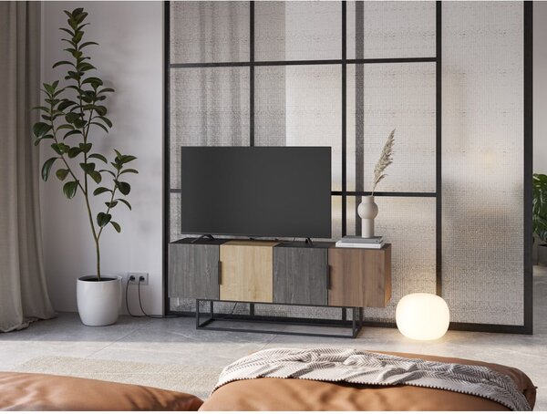 Brązowa szafka pod TV w dekorze dębu 140x55 cm Titan – Marckeric