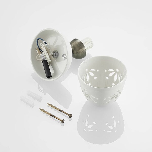 Reflektor Lindby Sanrike, wysokość 16 cm, 1-punktowy, biały, ceramiczny Sanrike Lindby, możliwość ściemniania, biały / opal, salon / jadalnia, ceramika, dworkowy / rustykalny