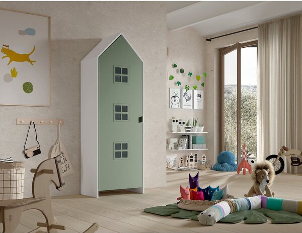 Biała/zielona szafa dziecięca 58x172x37 cm Casami Bruges – Vipack