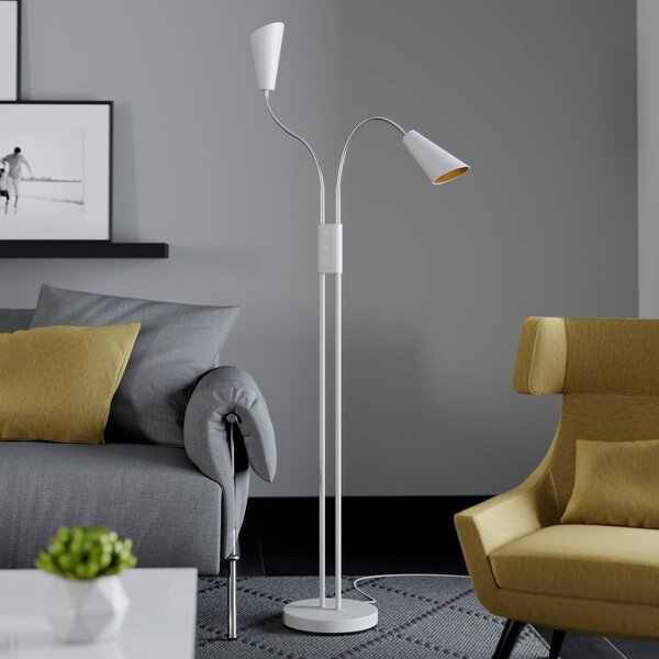 Lampa stojąca Medira Lucande, biały / opal, salon / jadalnia, metal, nowoczesny