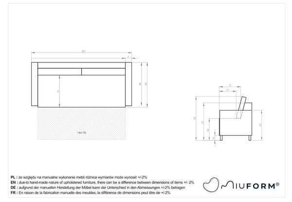 Beżowa rozkładana sofa 207 cm Simon – Miuform