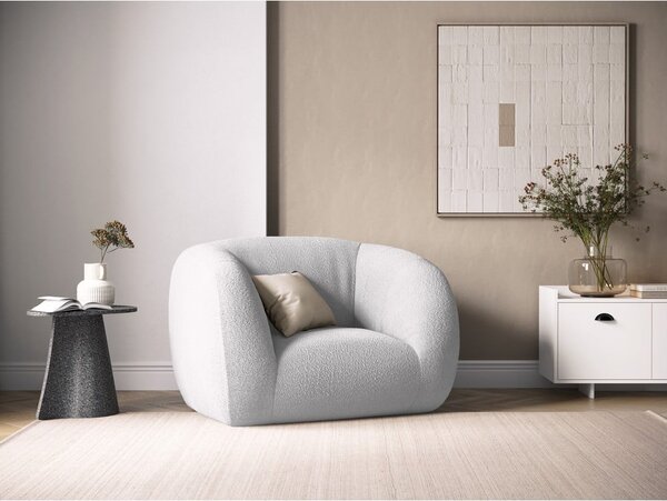 Jasnoszary fotel z materiału bouclé Essen – Cosmopolitan Design