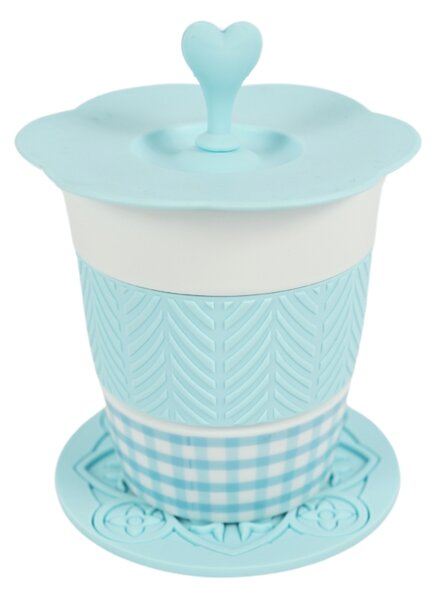 Porcelanowy kubek AQUELLE z silikonowymi dodatkami 280 ml, niebieski