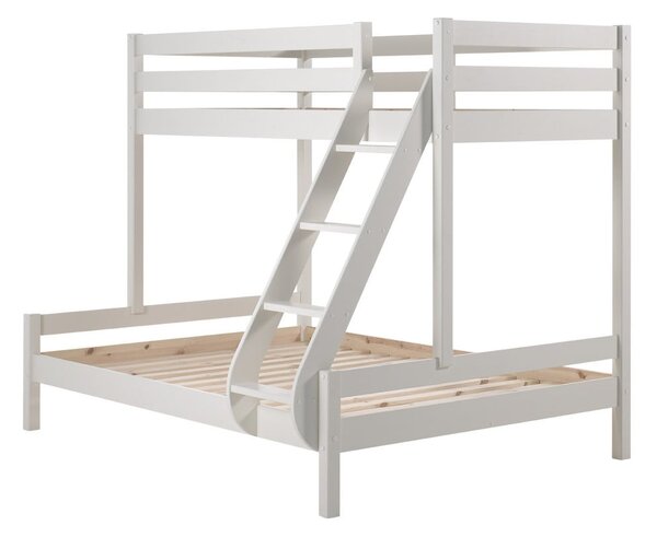 Białe łóżko piętrowe z drewna sosnowego Vipack Pino Martin 140x200/90x200