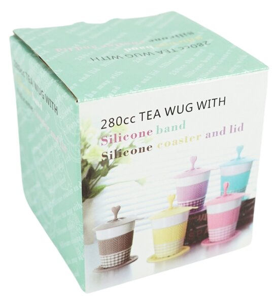 Porcelanowy kubek AQUELLE z silikonowymi dodatkami 280 ml, niebieski