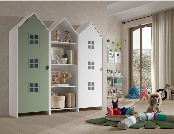Biało-zielona szafa dziecięca otwarta 173x171,5 cm CASAMI BRUGES – Vipack