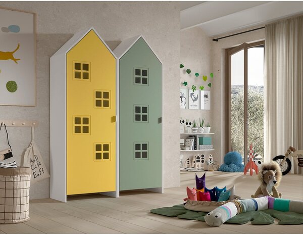 Żółto-zielona szafa dziecięca 115x171,5 cm CASAMI BRUGES – Vipack