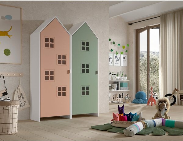 Zielono-różowa szafa dziecięca 115x171,5 cm CASAMI BRUGES – Vipack
