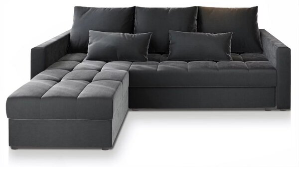 Ciemnoszara rozkładana narożna sofa ZENOVA 220x140 cm, dwustronna