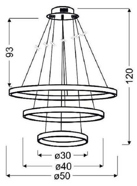 Nowoczesna lampa wisząca z trzema okręgami LED - V084 W0-K80