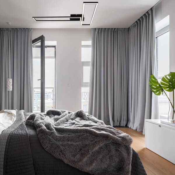 Briloner Lampa sufitowa LED Frame, możliwość ściemniania, czarny, salon / jadalnia, metal, nowoczesny