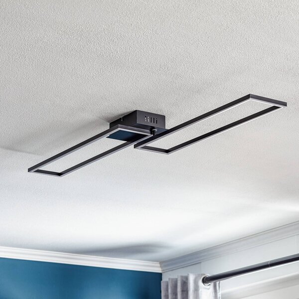 Briloner Lampa sufitowa LED Frame, możliwość ściemniania, czarny, salon / jadalnia, metal, nowoczesny