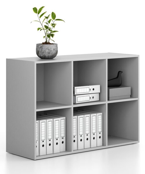 Regał FRAME, niski, 3 kolumny, 881 x 1299 x 450 mm, szary
