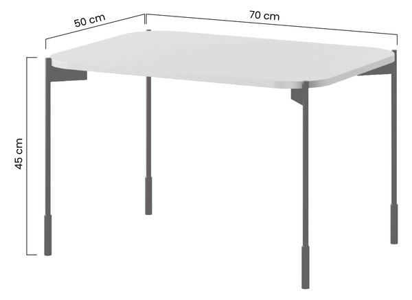 Stolik kawowy Sonatia 70 cm prostokątny na metalowych nogach - oliwka