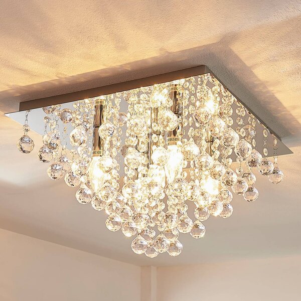 Lampa sufitowa Annica Lindby, możliwość ściemniania, przezroczysty / transparentny, salon / jadalnia, metal, nowoczesny