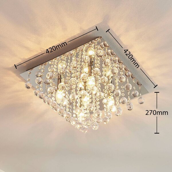 Lampa sufitowa Annica Lindby, możliwość ściemniania, przezroczysty / transparentny, salon / jadalnia, metal, nowoczesny