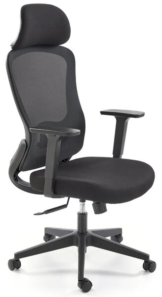 Czarny ergonomiczny obrotowy fotel z funkcją multiblock i z zagłówkiem D0-W42