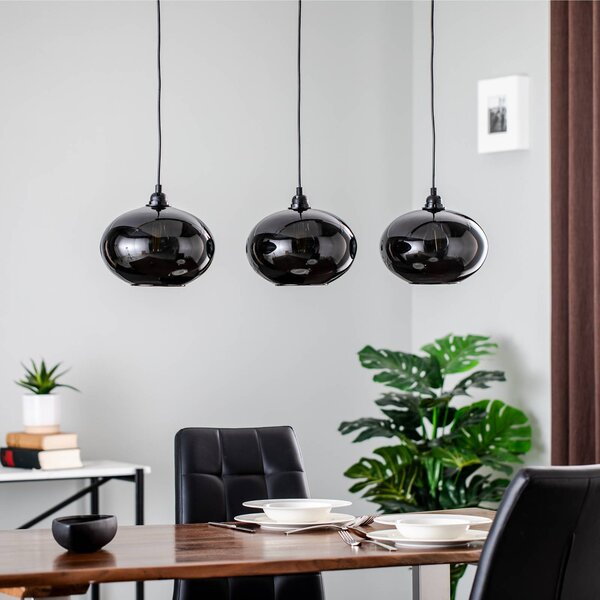Lampa wisząca szklana Smoked 052 Opviq, możliwość ściemniania, aluminiowy / szary / cynkowy, salon / jadalnia, szkło, nowoczesny