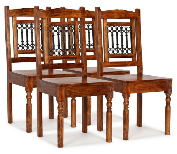 Krzesła stołowe, 4 szt., drewno wykończone na drewno sheesham