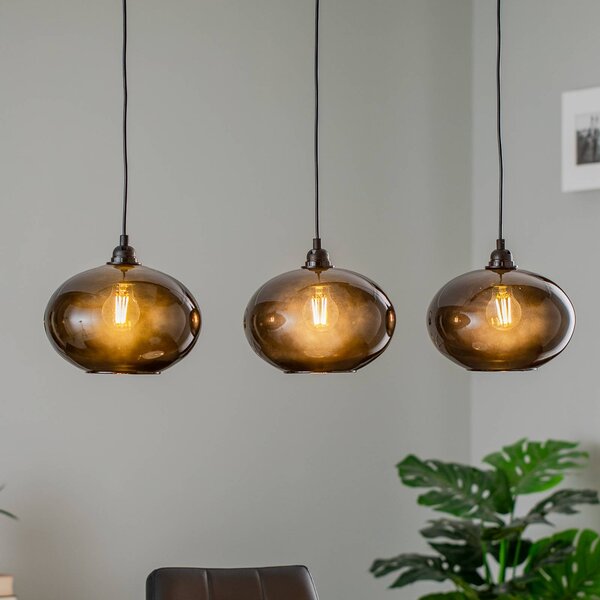 Lampa wisząca szklana Smoked 052 Opviq, możliwość ściemniania, aluminiowy / szary / cynkowy, salon / jadalnia, szkło, nowoczesny