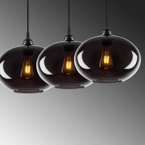 Lampa wisząca szklana Smoked 052 Opviq, możliwość ściemniania, aluminiowy / szary / cynkowy, salon / jadalnia, szkło, nowoczesny
