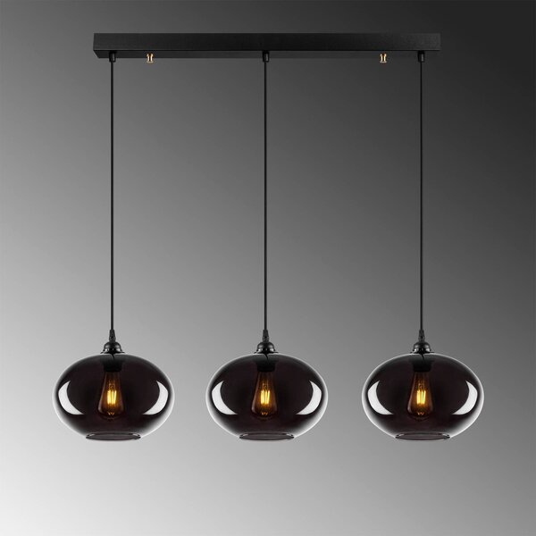 Lampa wisząca szklana Smoked 052 Opviq, możliwość ściemniania, aluminiowy / szary / cynkowy, salon / jadalnia, szkło, nowoczesny