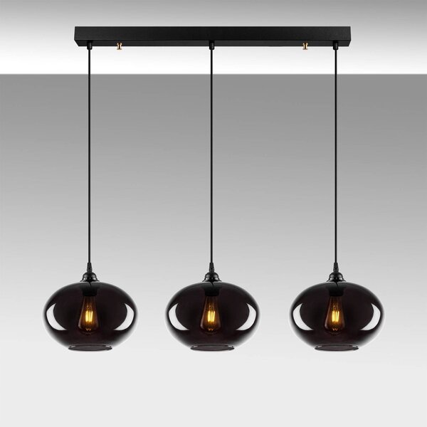 Lampa wisząca szklana Smoked 052 Opviq, możliwość ściemniania, aluminiowy / szary / cynkowy, salon / jadalnia, szkło, nowoczesny