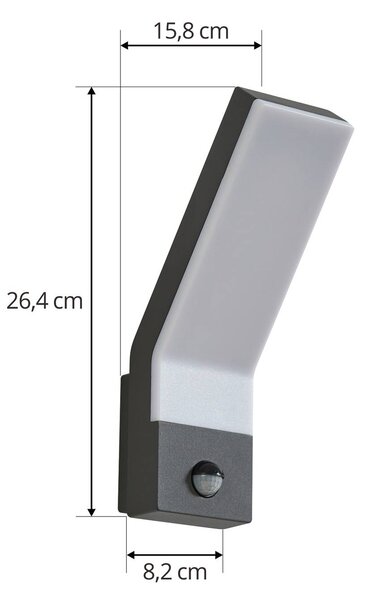 Lampa zewnętrzna z czujnikiem ruchu Korvik Lindby, czarny, aluminium, nowoczesny