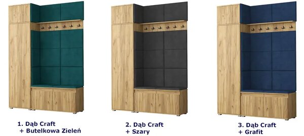 Szafa z siedziskiem tapicerowanym dąb craft + granat K6-M38