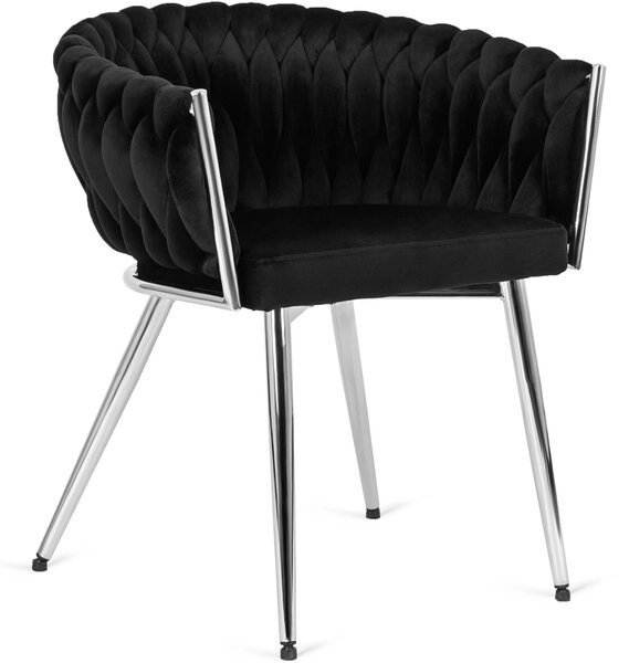 Plecione krzesło glamour na chromowanych nogach Siena welur