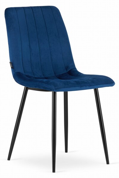 Krzesło do salonu Lava tapicerowane aksamitne niebieskie