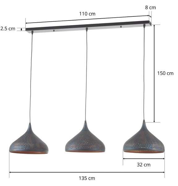 ZIJLSTRA Lampa wisząca Punchray, możliwość ściemniania, brązowy / rdzawy, salon / jadalnia, metal, orientalny / marokański