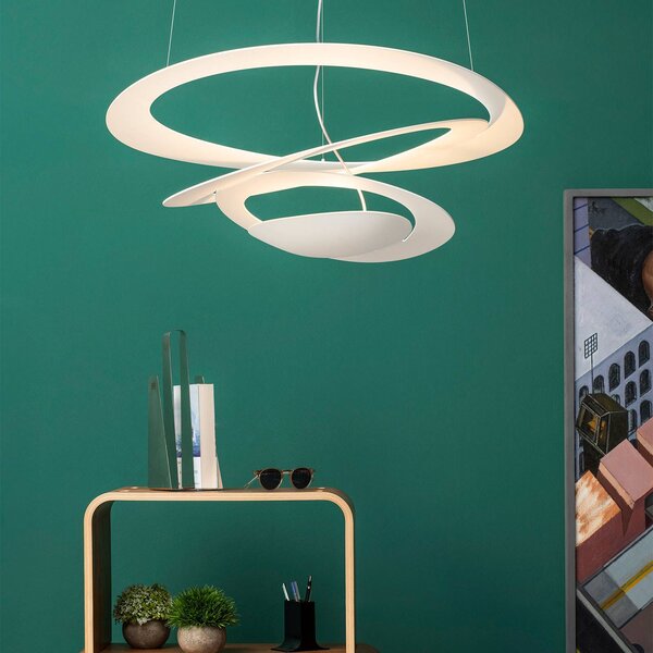 Artemide Lampa wisząca designerska Pirce Mini, możliwość ściemniania, biały / opal, salon / jadalnia, aluminium, design
