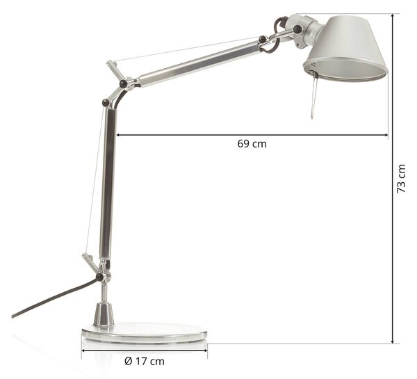 Artemide Lampa stołowa Tolomeo Micro, aluminiowy / szary / cynkowy, biuro, aluminium, design