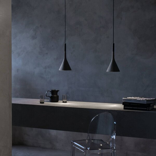 Foscarini Lampa wisząca Aplomb Mini, możliwość ściemniania, aluminiowy / szary / cynkowy, kuchnia, beton, design