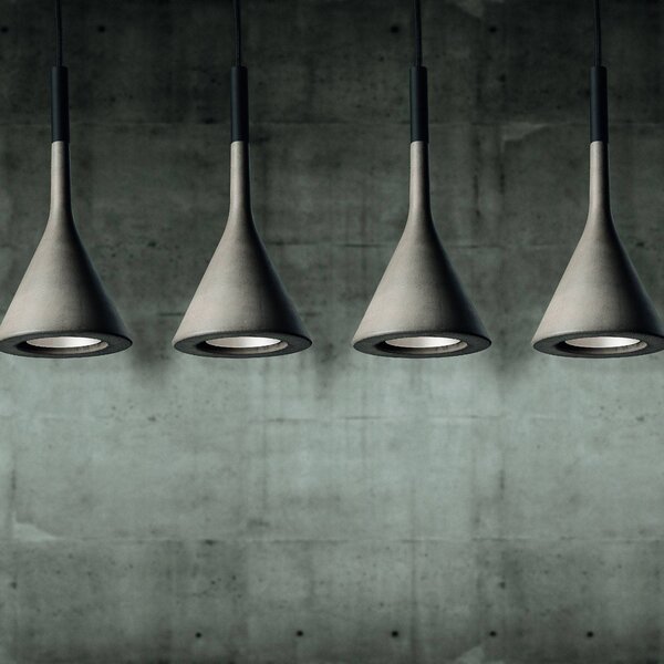 Foscarini Lampa wisząca Aplomb Mini, możliwość ściemniania, aluminiowy / szary / cynkowy, kuchnia, beton, design