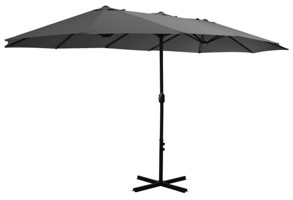 Parasol ogrodowy na słupku aluminiowym, 460x270 cm, antracytowy