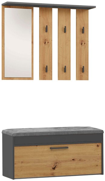Garderoba z lustrem na korytarz dąb artisan + antracyt S3-T33