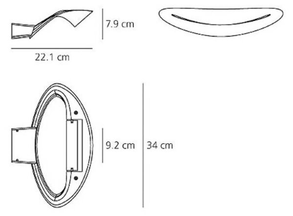 Artemide Kinkiet designerski Mesmeri, możliwość ściemniania, biały / opal, salon / jadalnia, aluminium, design