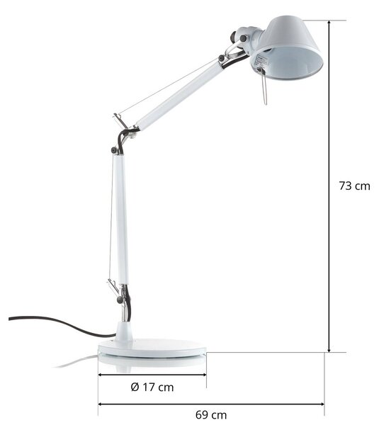 Artemide Lampa stołowa Tolomeo Micro, biały / opal, biuro, aluminium, design